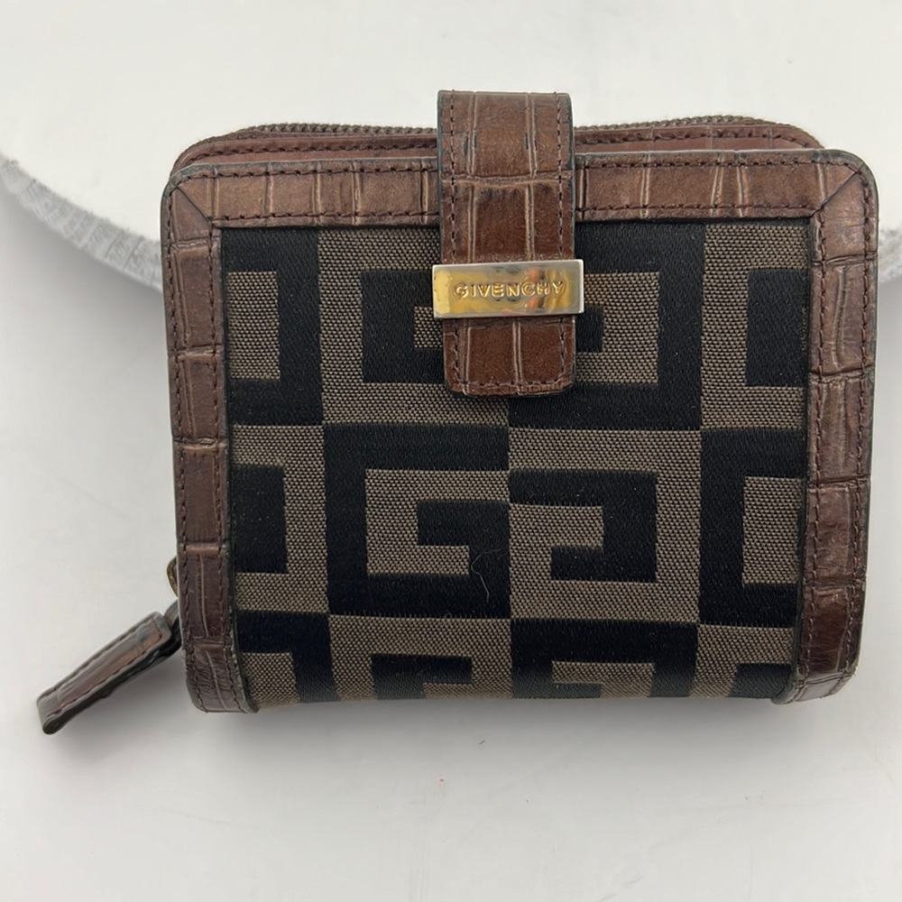 Givenchy Wallet Bi-Fold Canvas/Crocodile Embossed… - image 1